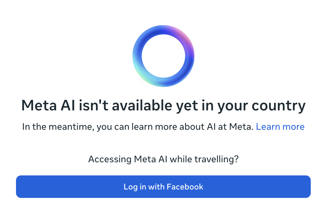 現時点で「Meta AI」は日本では未公開